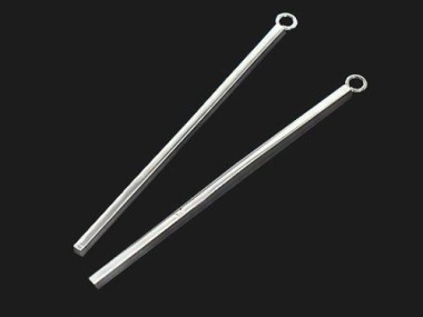 2 of 925 Sterling Silver Rectangle Stick Charms 1.4x50mm.