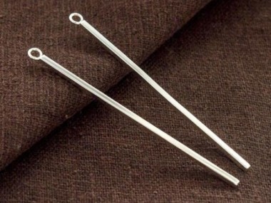 925 Sterling Silver Rectangle Stick Charms 1.4x50mm.