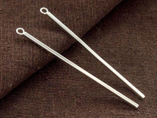 2 of 925 Sterling Silver Rectangle Stick Charms 1.4x50mm.