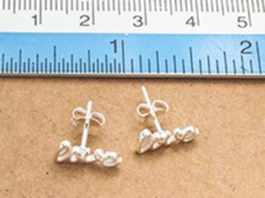 925 Sterling Silver Love Stud Earrings 5x12mm.