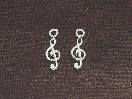 2 of 925 Sterling Silver Treble Clef Charms 5x12mm.