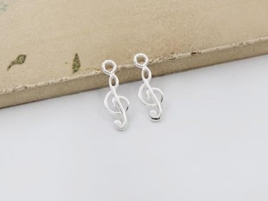 925 Sterling Silver Treble Clef Charms 5x12mm.