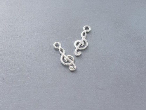 2 of 925 Sterling Silver Treble Clef Charms 5x12mm.