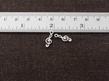 925 Sterling Silver Treble Clef Charms 5x12mm.