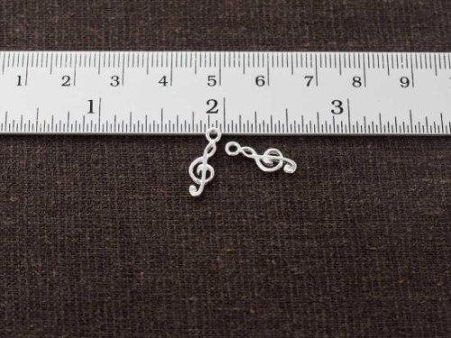 2 of 925 Sterling Silver Treble Clef Charms 5x12mm.