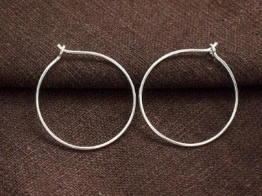 925 Sterling Silver Circle Hoop Earrings 25mm.