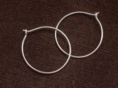 925 Sterling Silver Circle Hoop Earrings 25mm.