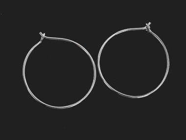 925 Sterling Silver Circle Hoop Earrings 25mm.