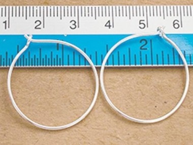 925 Sterling Silver Circle Hoop Earrings 25mm.