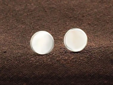 925 Sterling Silver Circle Disc Stud Earrings 8mm.