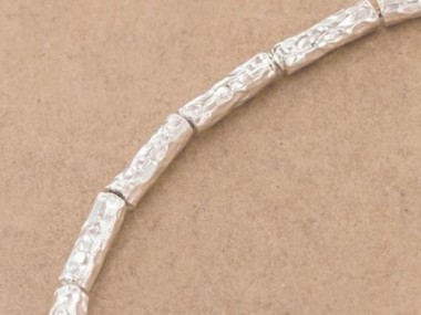 Karen Hill Tribe Silver Hammered Tubular Beads 3x11.5mm.