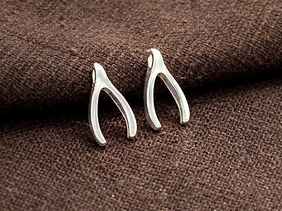 2 of 925 Sterling Silver Wishbone Charms 6.5x11.5mm.Polish Finished