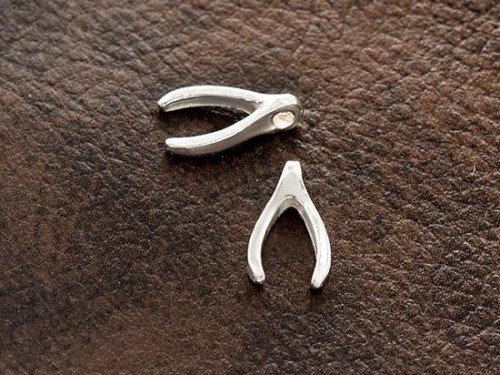 2 of 925 Sterling Silver Wishbone Charms 6.5x11.5mm.Polish Finished