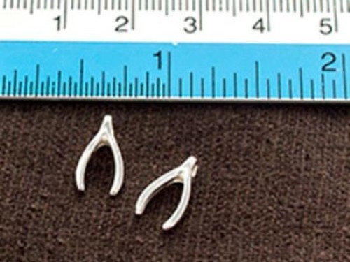 2 of 925 Sterling Silver Wishbone Charms 6.5x11.5mm.Polish Finished