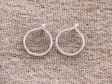 925 Sterling Silver Circle Hoop Earrings 12mm.