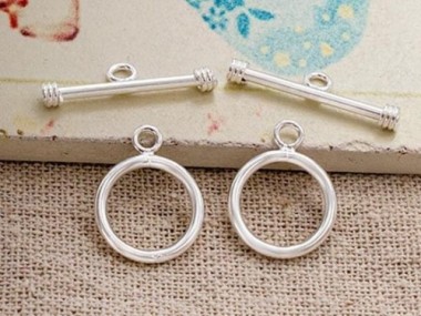 925 Sterling Silver Circle Toggles 14mm.