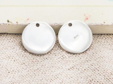 925 Sterling Silver Round Disc Tag Charms 12 mm.