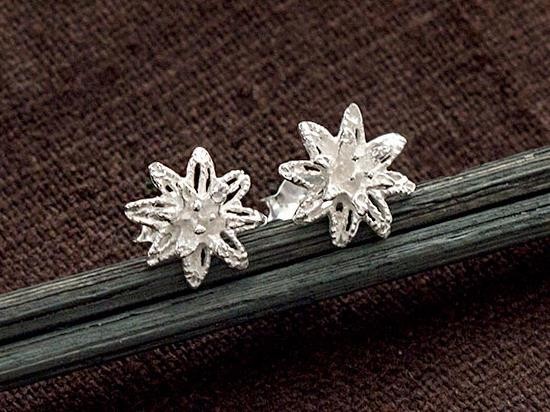 1 pair of 925 Sterling Silver Flower Stud Earrings 9mm.