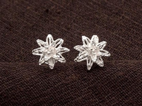 1 pair of 925 Sterling Silver Flower Stud Earrings 9mm.