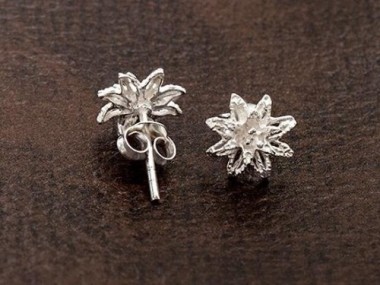 925 Sterling Silver Flower Stud Earrings 9mm.