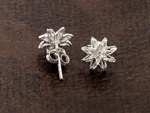 1 pair of 925 Sterling Silver Flower Stud Earrings 9mm.