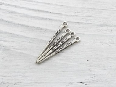 Karen Hill Tribe Silver Imprinted Spike Pendants 2x30mm.