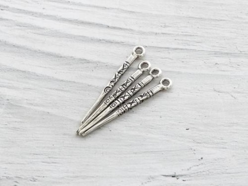 4 of Karen Hill Tribe Silver Imprinted Spike Pendants 2x30mm.