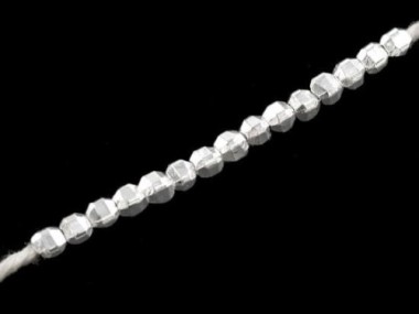 Karen Hill Tribe Silver Faceted Seed Beads 3.4x3.7 mm.