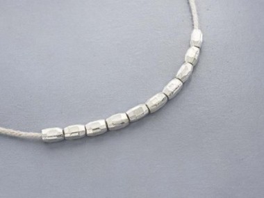 Karen Hill Tribe Silver Faceted Oval Beads 3.5x6 mm.