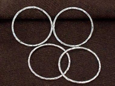 Karen Hill Tribe Silver Hammered Circle Jump Rings 25 mm.