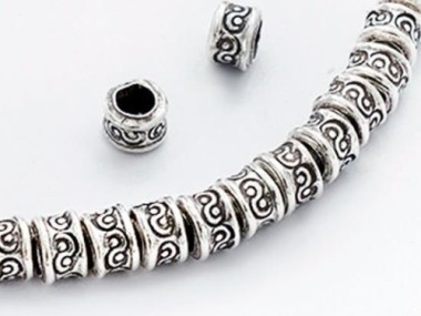 Karen Hill Tribe Silver Imprint Ring Beads 5x4mm.