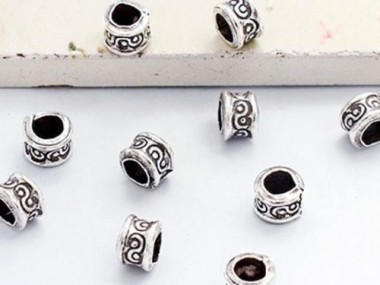 Karen Hill Tribe Silver Imprint Ring Beads 5x4mm.