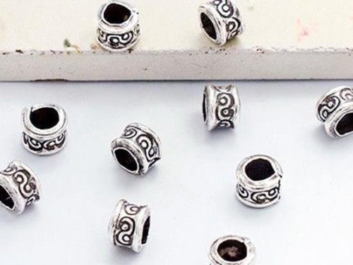 10 of Karen Hill Tribe Silver Imprint Ring Beads 5x4mm.