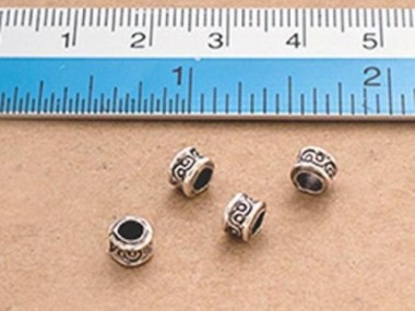 Karen Hill Tribe Silver Imprint Ring Beads 5x4mm.