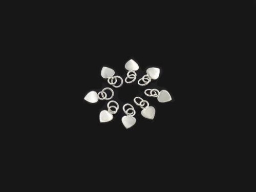 10 of 925 Sterling Silver Little Heart Charms 4mm.