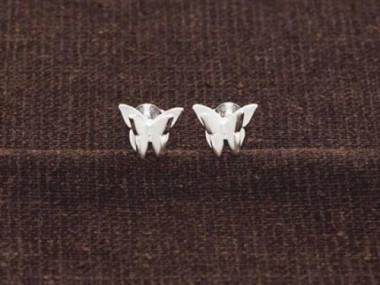 925 Sterling Silver Butterfly Stud Earrings 7.5x9mm.