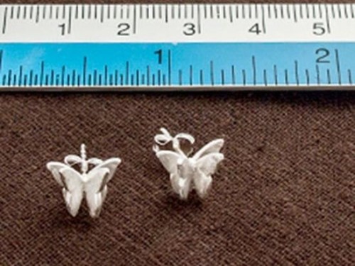 1 pair of 925 Sterling Silver Butterfly Stud Earrings 7.5x9mm.