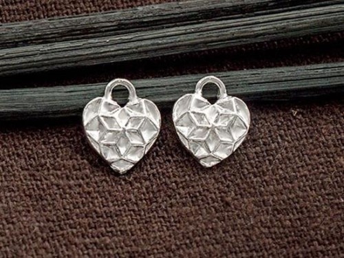 2 of 925 Sterling Silver Heart Charms 8mm.