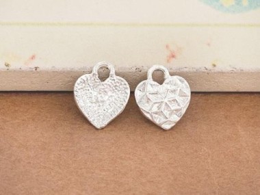 925 Sterling Silver Heart Charms 8mm.