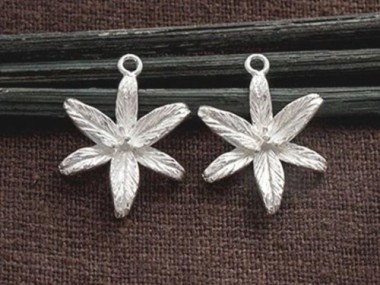 2 of 925 Sterling Silver Lily Flower Pendants 15x17mm. Matte Finished