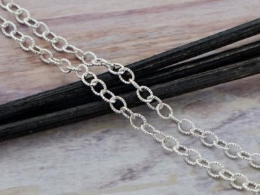 925 Sterling Silver Twisted Oval Link Chain 3.2x3.8 mm.