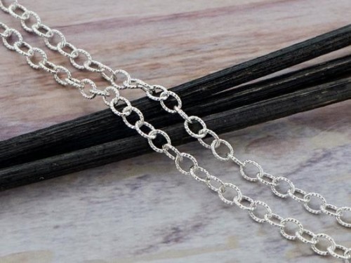 24 inches of 925 Sterling Silver Twisted Oval Link Chain 3.2x3.8 mm.