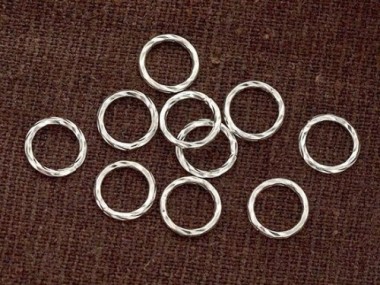 925 Sterling Silver Twisted Closed Circle Rings , Connectors 8x1mm.