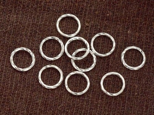 10 of 925 Sterling Silver Twisted Closed Circle Rings , Connectors 8x1mm.