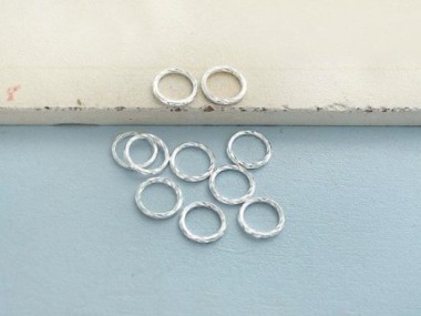 925 Sterling Silver Twisted Closed Circle Rings , Connectors 8x1mm.