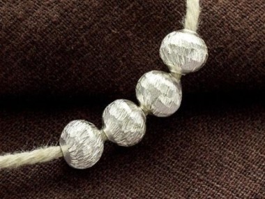 Karen Hill Tribe Silver Ground, Brushed Round Beads 8 mm.