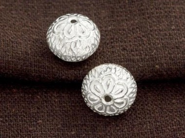 Karen Hill Tribe Silver Printed Ball Beads 11x12 mm.