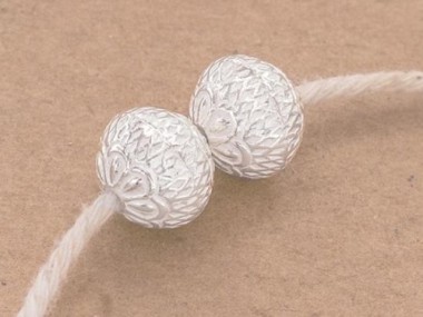 Karen Hill Tribe Silver Printed Ball Beads 11x12 mm.