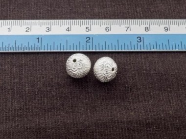 Karen Hill Tribe Silver Printed Ball Beads 11x12 mm.