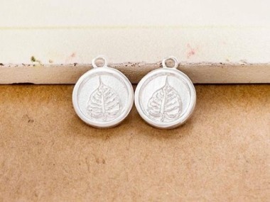 925 Sterling Silver Bodhi Printed Charms 10.7mm.